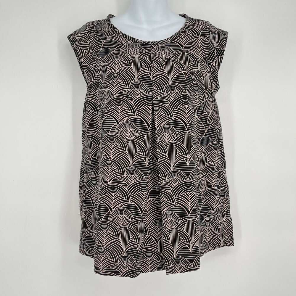 Halogen Abstract Front Pleat cap Sleeveโ Top Size Small